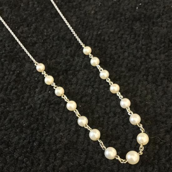 Silver and cultured pearl necklace